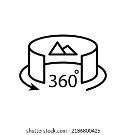 Icono de vector de recorrido virtual aislado en fondo blanco. Aplicación de tecnología VR y AR para smartphones. Concepto de tecnología futurista de realidad virtual. 360 vistas panorámicas