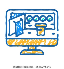 virtual trade show doodle icon sketch vector. virtual trade show sign. isolated symbol illustration