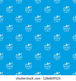 Virtual travel pattern vector seamless blue repeat for any use