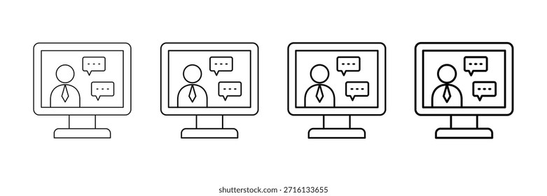 Vetor De Ícones De Tutor Virtual Definido Em Um Estilo De Linha De Traçado Diferente