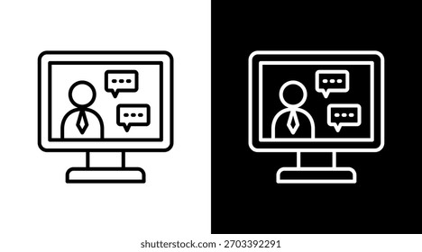 Virtual Tutor Contorno Branco Ícone Definir Design