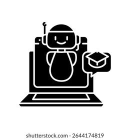 ícone plano preto de tutoria virtual para projetos digitais e de impressão.  Ícones mínimos de limpeza para aplicativos e sites. Ícones simples modernos para UI UX e branding