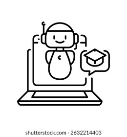 ícone de linha preta de tutoria virtual para projetos digitais e de impressão.  Ícones mínimos de limpeza para aplicativos e sites. Ícones simples modernos para UI UX e branding