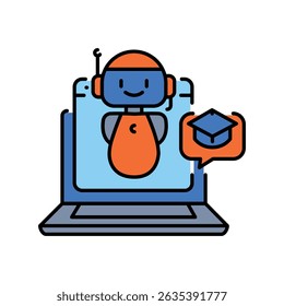 ícone plano de cor de tutoria virtual para projetos digitais e de impressão.  Ícones mínimos de limpeza para aplicativos e sites. Ícones simples modernos para UI UX e branding