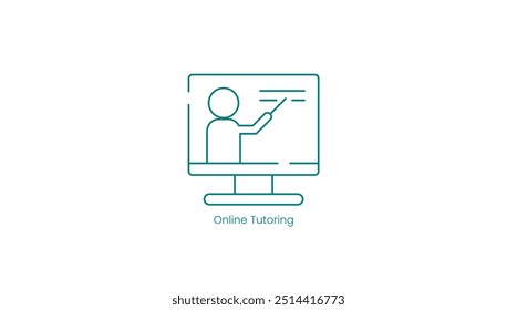 Virtual Tutoring: Online Teaching and Student Support Vector Icon