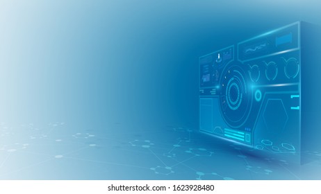 virtual UI hud system hologram tech sci fi innovation concept background eps 10 vector