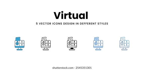 Virtual vector icons different style vector stock illustration