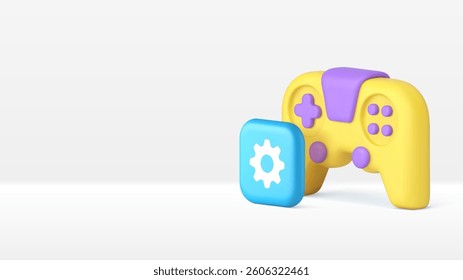 Virtual video gaming esport cybersport gamepad settings option banner copy space vector illustration. Game controller technology button digital gamer joystick user electronic entertainment system