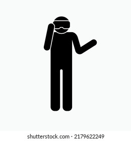 Virtual Vision Icon. 360 Degrees View Within Glyph Style - Vector.
