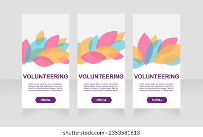 Virtual volunteering web banner design template. Vector flyer with text space. Advertising placard with customized copyspace. Promotional printable poster for advertising. Graphic layout