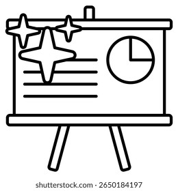 Virtual whiteboard icon represented by whiteboard, AI Line style.