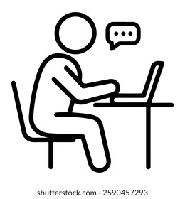 Virtual Work Icon, Online Job Flexibility and Remote Productivity Symbol