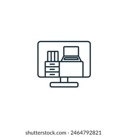 Virtual Workspace icon. Monochrome simple Remote Work icon for templates, web design and infographics