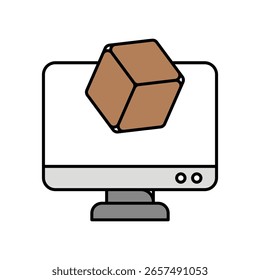 Icono de espacio de trabajo virtual con fondo blanco Vector Ilustración de stock