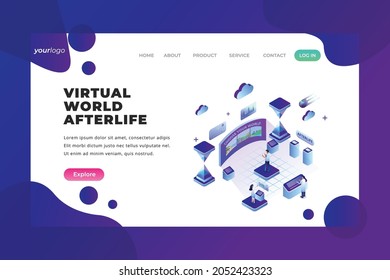 Virtual World Afterlife - Vector Landing Page