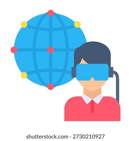 Virtual World Icon Flat Design Vector Illustration