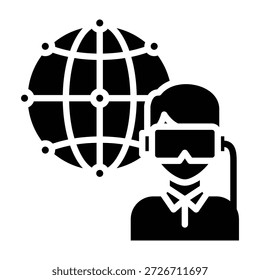 Ilustração de vetor de design de glifo de ícone de mundo virtual