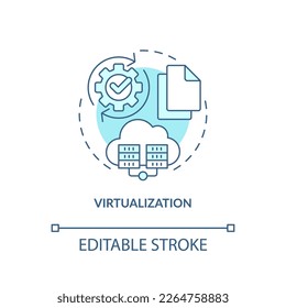 Virtualization blue concept icon. Virtual environment. Type of disaster recovery abstract idea thin line illustration. Isolated outline drawing. Editable stroke. Arial, Myriad Pro-Bold fonts used