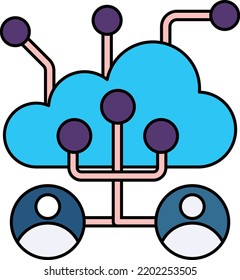 Virtualization Enabled Users Concept Multicloud Vector Icon Design, Cloud Processing Symbol, Computing Services Sign, Web Services And Data Center Stock Illustration