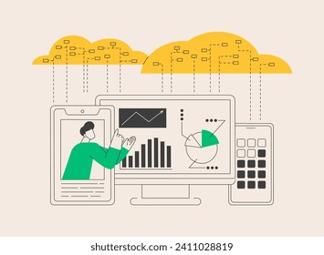 Virtualization technology abstract concept vector illustration. Process virtual representation, reduce IT expenses, run application in virtual environment, operating system task abstract metaphor.