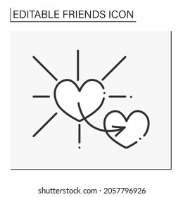 Virtue line icon.Behaviour showing high moral standards. Kindness. Friends line icon. Isolated vector illustration.Editable stroke