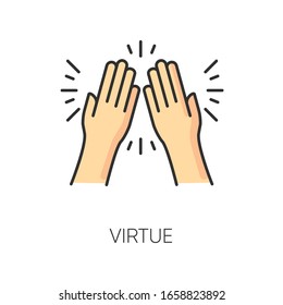 Virtue RGB color icon. Moral value and ethical behaviour. Selfless care, concern for tothers, philanthropy symbol. Kindness, charity relief, voluntary support. Isolated vector illustration