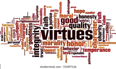 Virtues word cloud concept. Vector illustration