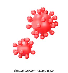 Virus 3d Symbol. Rotes rundes Virus mit Stacheln bedeckt. Einziger Gegenstand auf transparentem Hintergrund