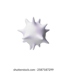 Virus 3D plastic style vector icon. Cartoon white bacterium microbe molecule, viral or germ cell. Medical pathogen symbol. Volume render Coronavirus disease, COVID or influenza infection. DNA or RNA