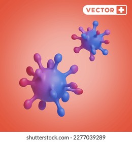 virus 3D vector icon set, on a red background