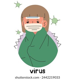 Virus 7 cute on a white background, vector illustration.
