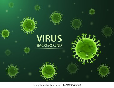 Virus. Abstract 3d microbe isolated on green background. Vector illustration