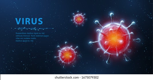 Virus. Abstract vector 3d corona microbe on blue background. Computer virus, allergy bacteria, medical healthcare, microbiology concept. Disease germ, pathogen organism, infectious micro virology