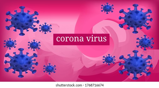 Virus. Abstract vector 3d corona microbe on pink background.