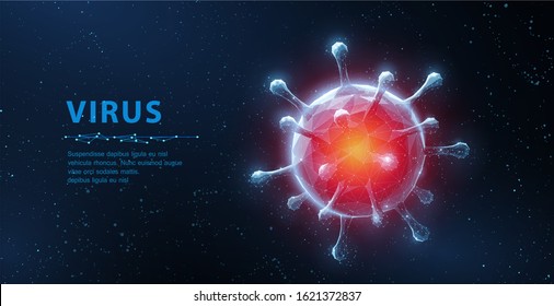 Вирус. Абстрактный векторный 3d микроб на синем фоне. Компьютерный вирус, бактерии аллергии, медицинское здравоохранение, концепция микробиологии. Зародыш болезни, организм-возбудитель, инфекционная микровирусология