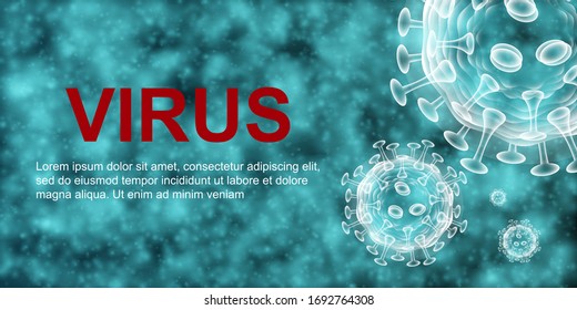 Virus. Abstract vector 3d microbe on blue background.