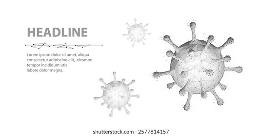 Virus. Abstract vector 3d microbe isolated on blue background. Computer virus, allergy bacteria, medical healthcare, microbiology concept. Disease germ, pathogen organism, infectious micro virology