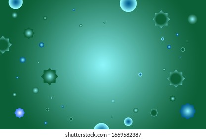 Virus. Abstract vector microbe on green background. Virus, allergy bacteria, medical healthcare, microbiology concept. Disease germ, pathogen organism, infectious micro virology