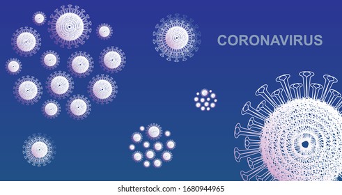 virus. abstract vector microbe on blue background. coronavirus, allergy bacteria, medical healthcare, microbiology concept. Disease germ, infectious micro virology