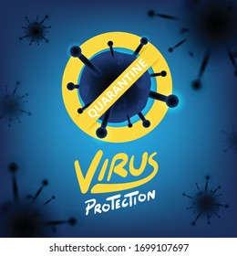 Virus. Abstract vector microbe on blue background. Computer virus, allergy bacteria, medical healthcare, microbiology concept. Disease germ, pathogen organism, infectious micro virology