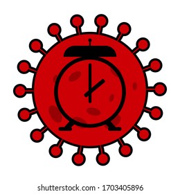 Virus and alarm clock on a white background, sign for design, vector illustration