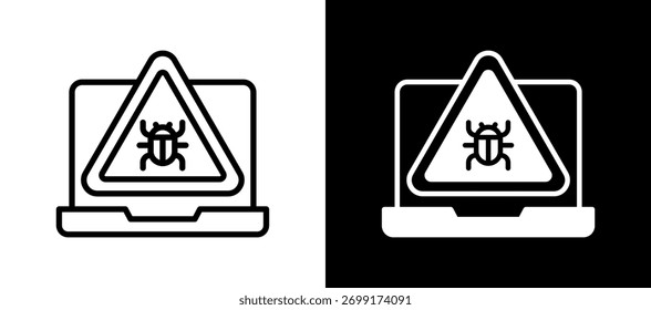 Virus Alert Icon whiteblack Vector Illustration
