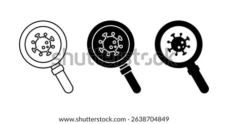 virus analysis icon set, virus search symbol. modern design isolated on white background