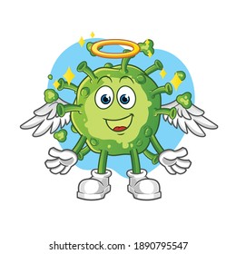 ángel de virus con vector de alas. personaje de caricatura