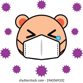 virus animal mask bear mark illustration
