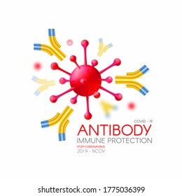 Virus and Antibody. Healthcare 3D design. Stop Coronavirus 2019-nCoV background. Virus Covid 19-NCP. Coronavirus nCoV and biohazard symbol. Epidemic concept.