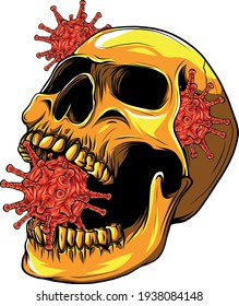 virus around human skull vector illustration design