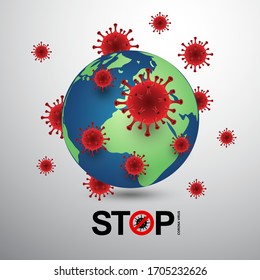virus around the world end world surround by virus covid-19 corona virus infect concept 