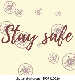 Virus Asian Flue Dark Stop Covid Healthcare Quarantine Illustration. Red Pandemic Sick Text Pastel Epidemic Test Backdrop. Take Care Pink Coronavirus Yellow Stay Safe Covid-19 Danger Sign Wallpaper.
