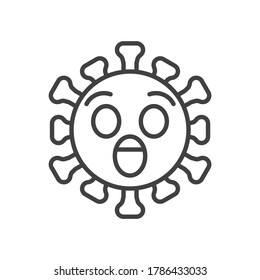 Virus Astonished Face line icon. linear style sign for mobile concept and web design. Surprised coronavirus emoticon outline vector icon. Symbol, logo illustration. Vector graphics